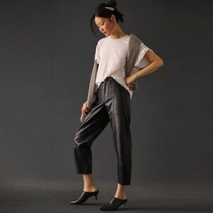 by Anthropologie - Faux Leather Utility Cargo Pants - Black